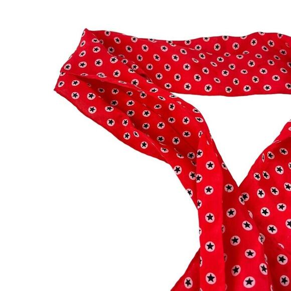 Echo Womens Red White Blue Star Print Scarf Head Wrap Lightweight 50"x5" - Picture 10 of 16